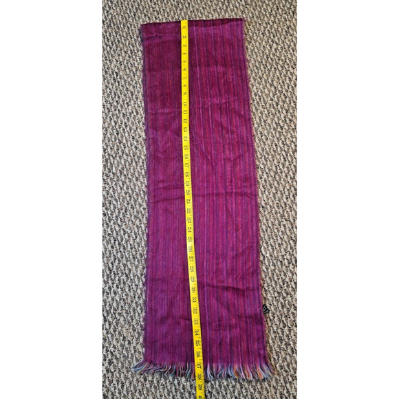 Winterbourne Alpaca Blend Silk Scarf Berry Purple Fringe Cozy Vtg Boho 12x76 - Picture 5 of 7